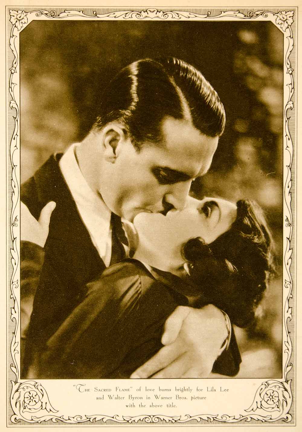 1930 Rotogravure Lila Lee Walter Byron Warner Bros Sacred Flame Kiss On SBM1