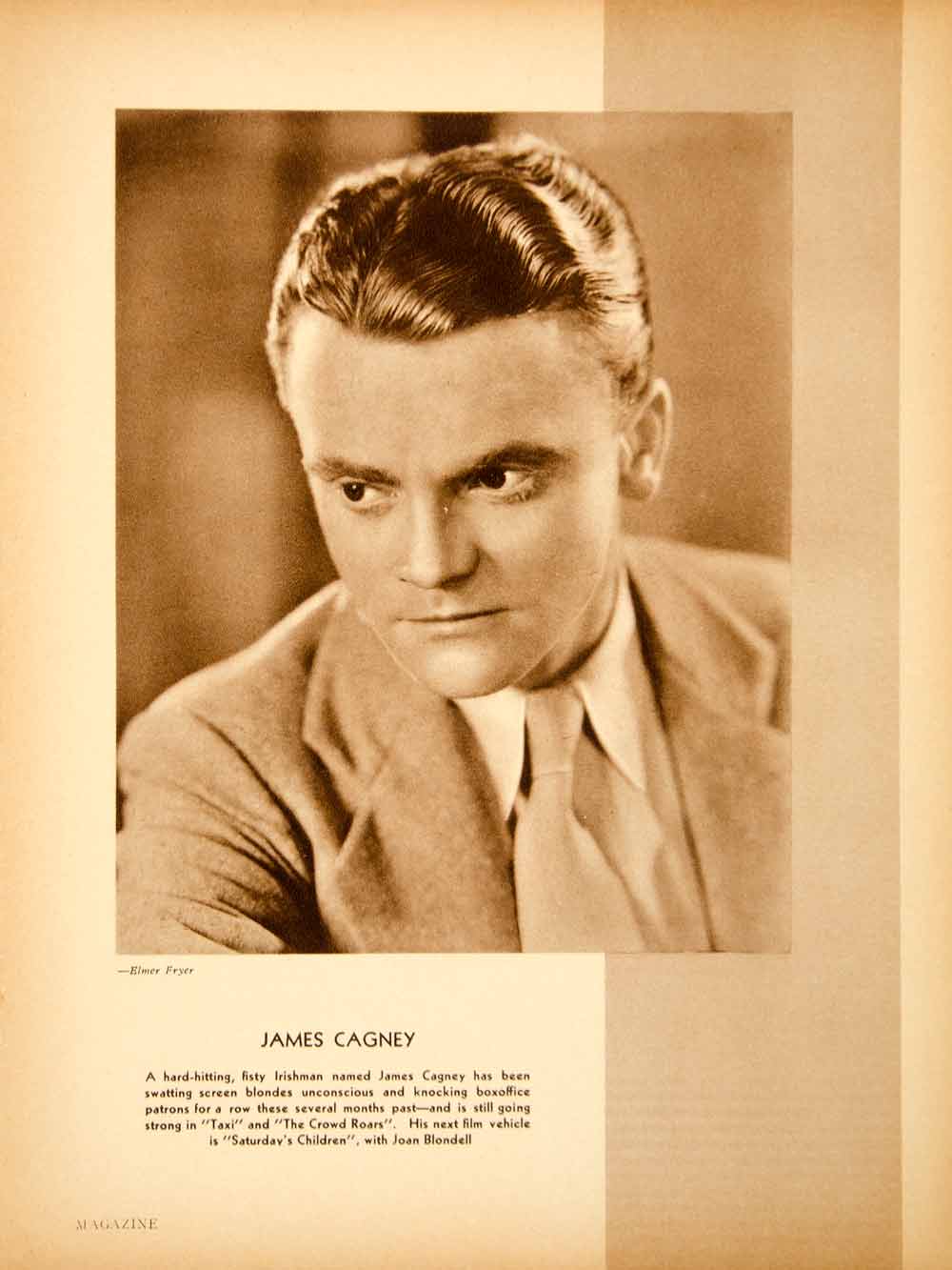 1932 Rotogravure James Cagney Crowd Roads Portrait Saturday's Children SBM1