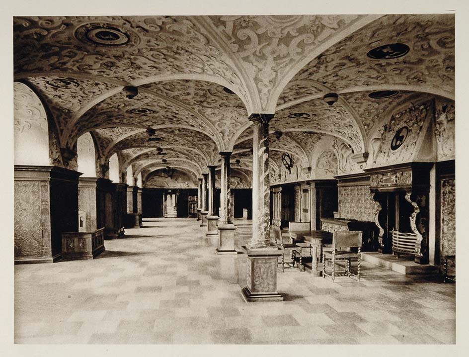 1924 Frederiksborg Castle Interior Denmark Architecture - ORIGINAL SC1