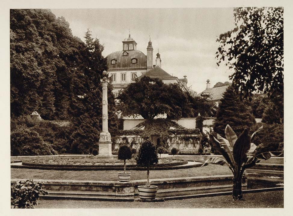 1924 Marble Garden Fredensborg Castle Slot Denmark - ORIGINAL PHOTOGRAVURE SC1