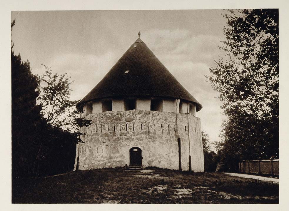 1924 Round Church Rundkirke Bornholm Island Denmark - ORIGINAL PHOTOGRAVURE SC1