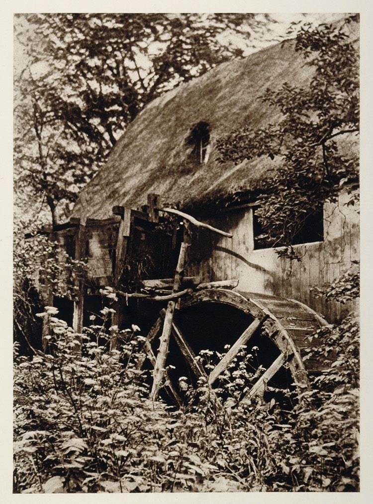 1924 Water Wheel Mill Mols Femmoller Denmark Danmark - ORIGINAL PHOTOGRAVURE SC1