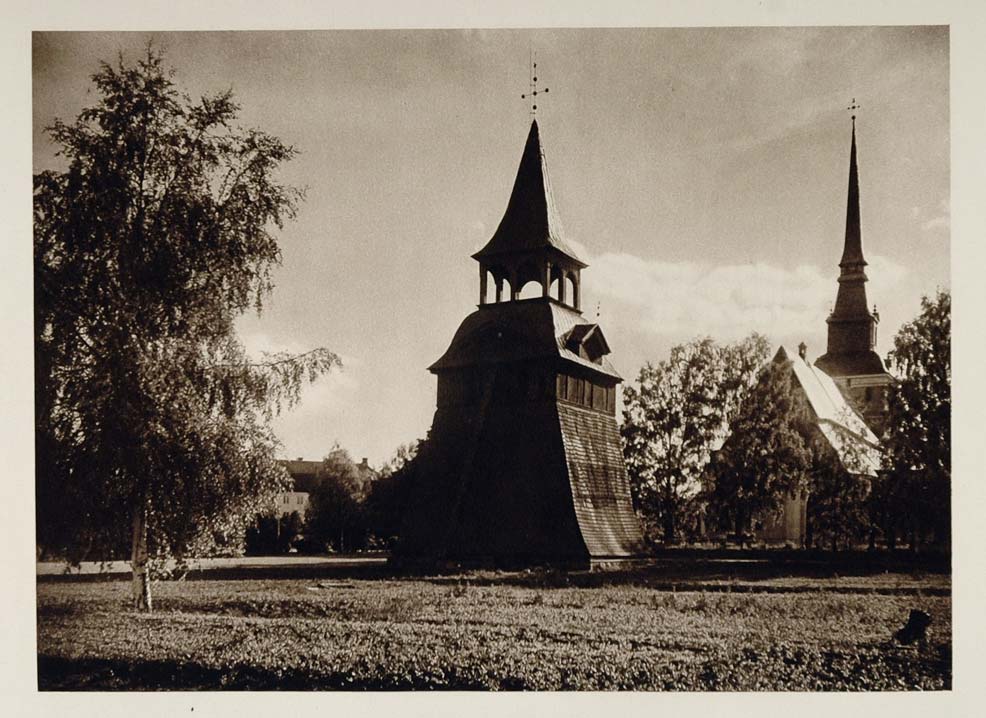 1924 Church Belfry Klockstapel Mora Dalarna Sweden - ORIGINAL PHOTOGRAVURE SC1