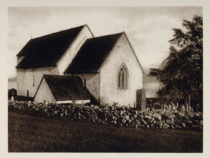 1924 Kvinnherrad Kvinherred Church Hardanger Norway - ORIGINAL PHOTOGRAVURE SC1