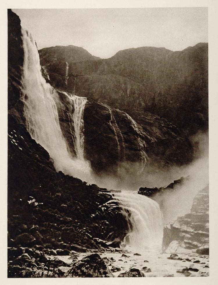 1924 Waterfall Falls Skjegge Valley Skjeggedal Norway - ORIGINAL SC1
