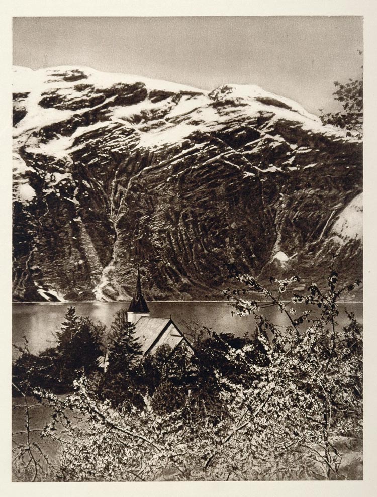 1924 Ullensvang Church Kirke Mountains Hardanger Norway - ORIGINAL SC1