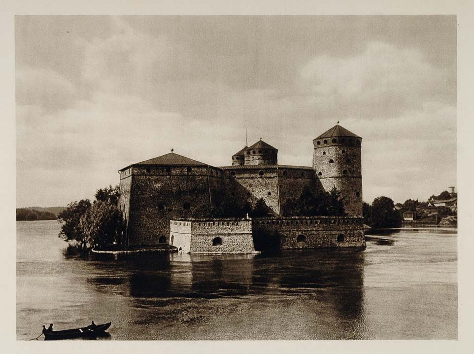 1924 Olavinlinna Castle St. Olaf's Olofsborg Finland - ORIGINAL PHOTOGRAVURE SC1