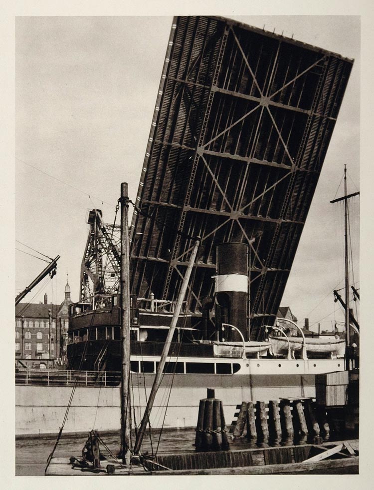 1930 Ship Langebro Long Bridge Drawbridge Copenhagen - ORIGINAL PHOTOG ...