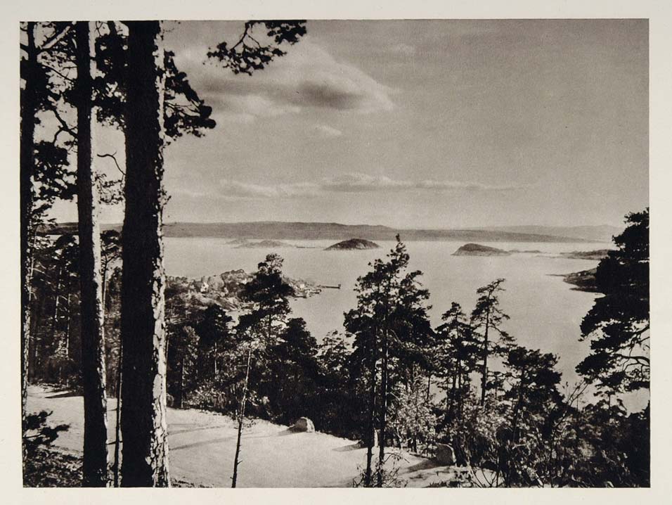 1930 Oslo Fjord Oslofjorden Norway Norge Photogravure - ORIGINAL SC2