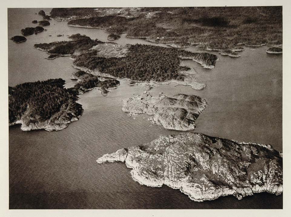 1930 Aerial View Islands Bergen Norway Photogravure - ORIGINAL PHOTOGRAVURE SC2