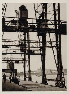 1930 Derricks Dock Port Goteborg Gothenburg Sweden - ORIGINAL PHOTOGRAVURE SC2