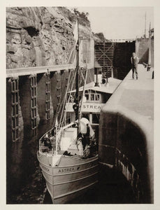 1930 Boat Astrea Sluice Gota Canal Kanal Locks Sweden - ORIGINAL SC2