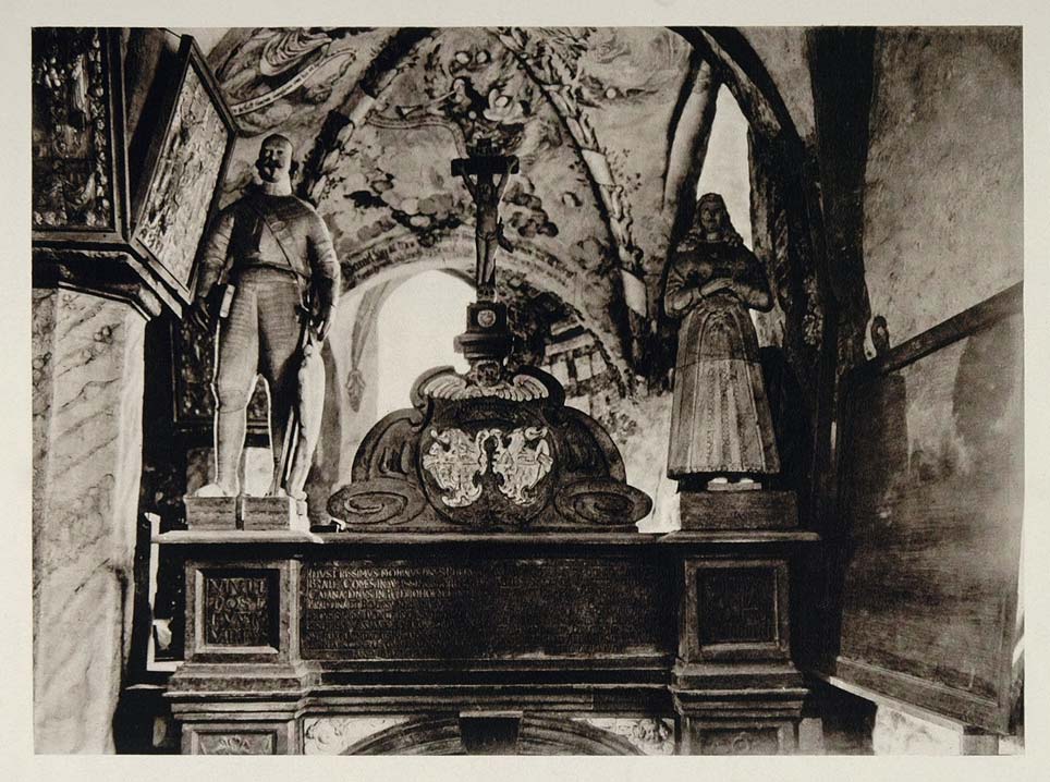 1930 Interior Altar Statue Brahe Church Visingso Sweden - ORIGINAL SC2