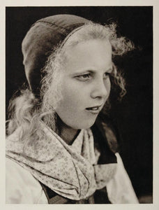 1930 Swedish Girl Portrait Cap Costume Mora Sweden - ORIGINAL PHOTOGRAVURE SC2