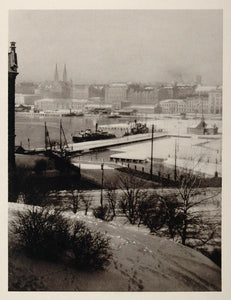 1930 Helsinki Helsingfors Finland Suomi Winter View - ORIGINAL PHOTOGRAVURE SC2