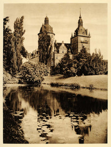 1932 Valloe Castle Slot Denmark Copenhagen Garden Moat - ORIGINAL SC3
