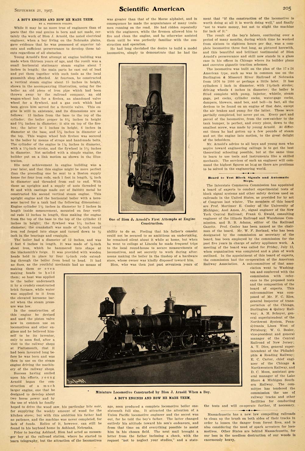 1907 Article Bion J Arnold Boy Locomotive Engine Design - ORIGINAL SCA1