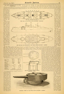 1898 Article Navy Battleships Kearsarge Illinois Turret - ORIGINAL SCA1