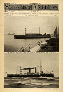 1898 Cover Scientific Naval Fleet Kentucky New Orleans - ORIGINAL SCA1