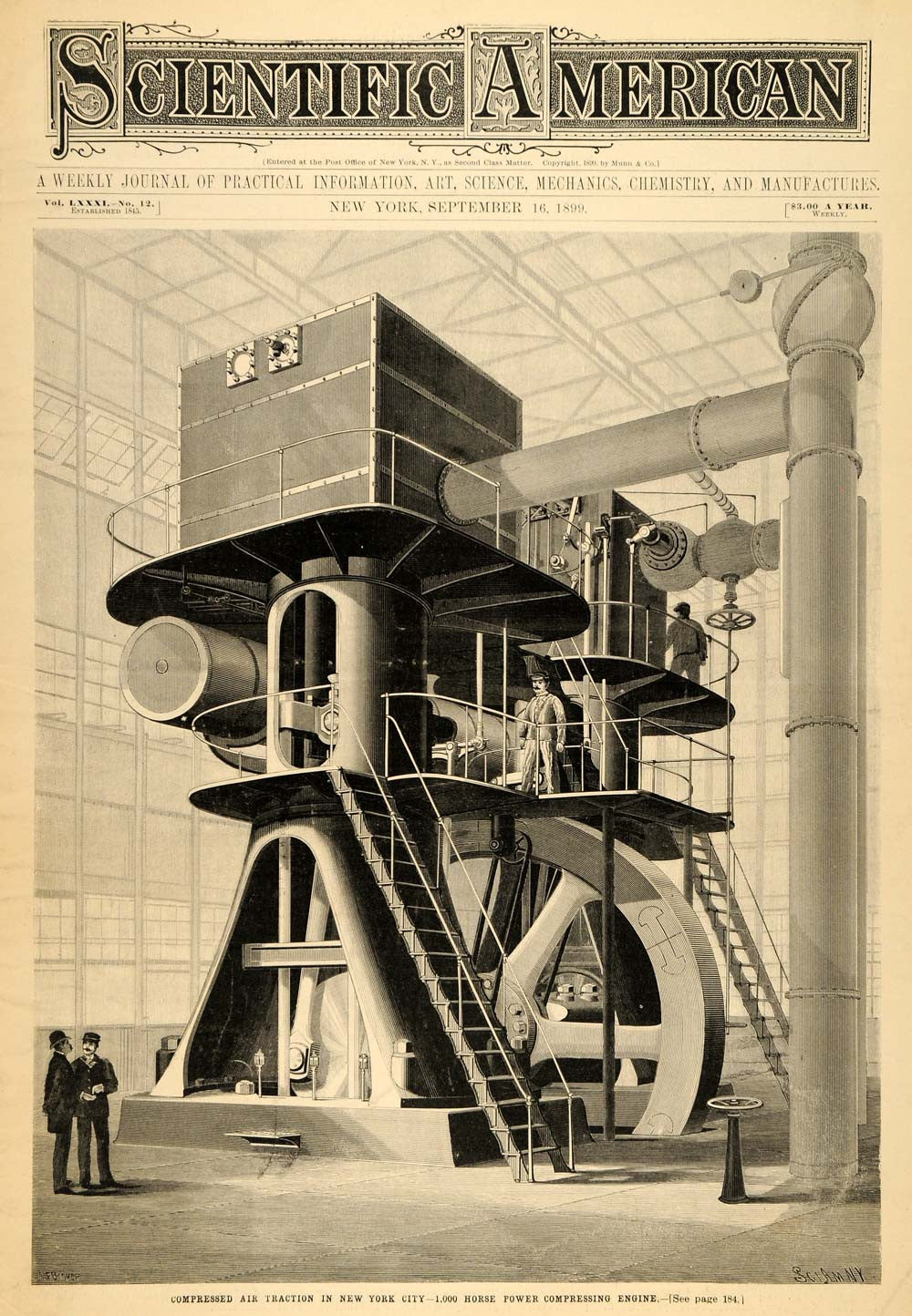 1899 Cover Scientific Air Compressing Machine New York - ORIGINAL SCA1 - Period Paper
