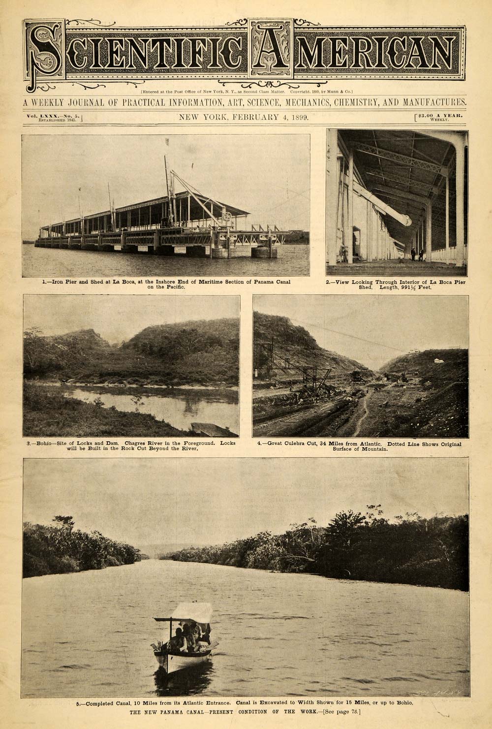 1899 Cover Scientific Constructing Panama Canal La Boca - ORIGINAL SCA1