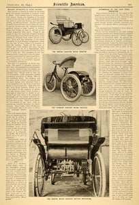 1899 Article Scientific Cycle Exhibition Automobiles - ORIGINAL SCA1