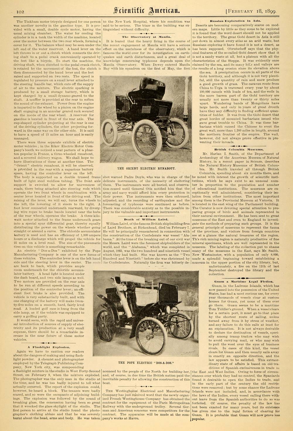1899 Article Scientific Cycle Exhibition Automobiles - ORIGINAL SCA1