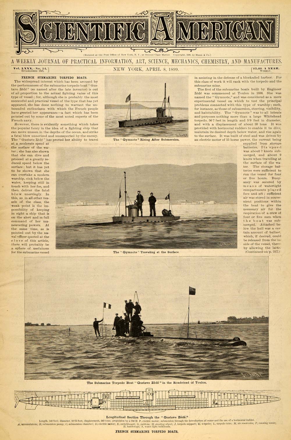 1899 Cover Scientific French Submarine Torpedo Boats - ORIGINAL SCA1