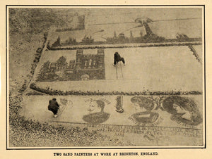 1907 Print Sand Painting Windsor Castle Queen Victoria ORIGINAL HISTORIC SCA2