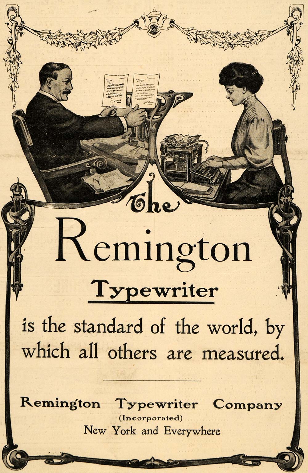 1907 Ad Remington Typewriter Writing Machine Bookkeeper - ORIGINAL SCA2