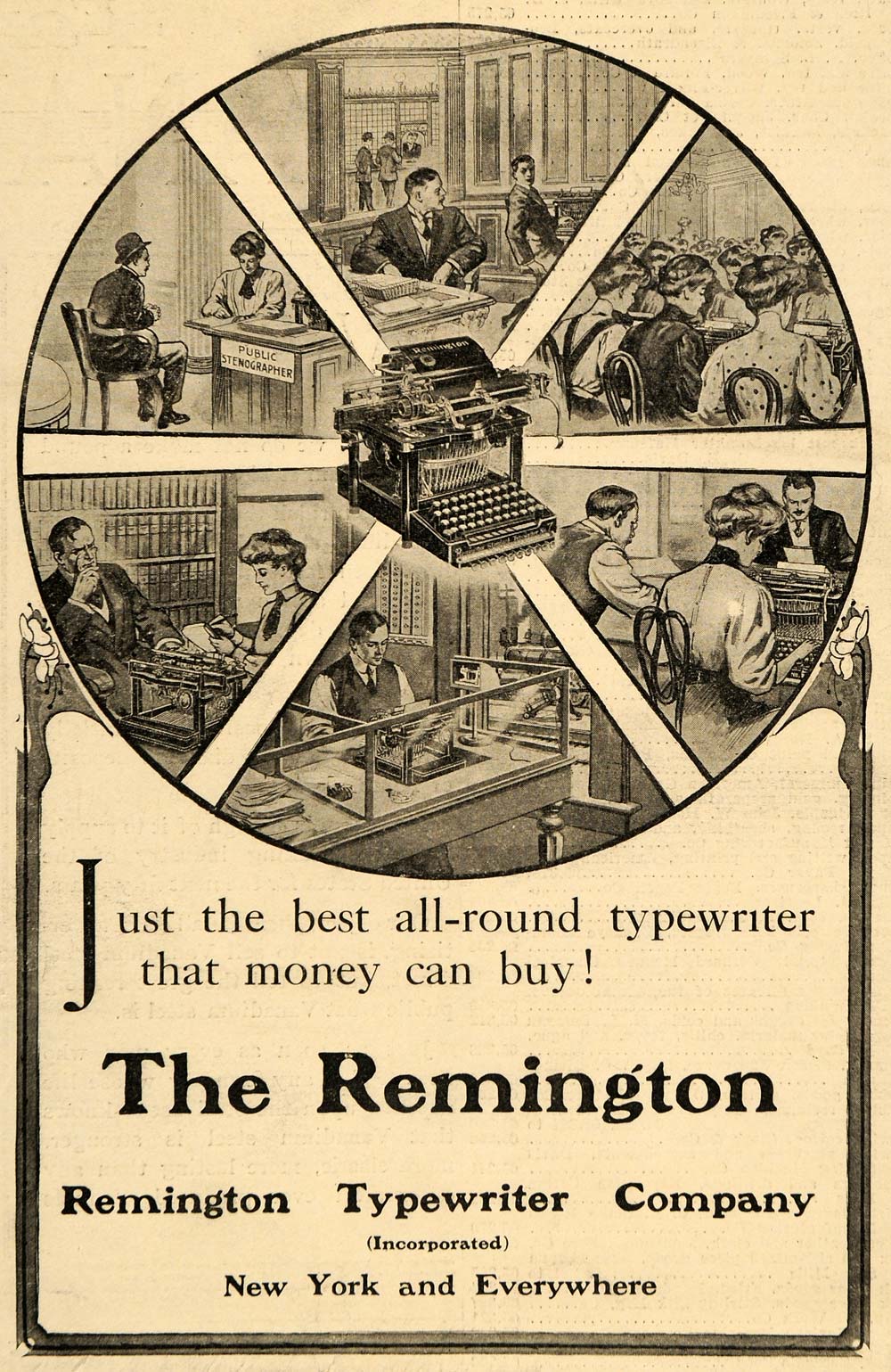 1907 Ad Remington Typewriter Co. Writing Machine Office - ORIGINAL SCA2