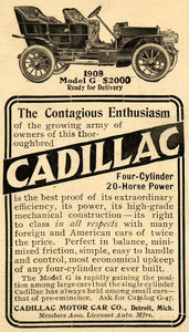 1907 Ad Cadillac Motor Car Co. Model G 1908 Automobile - ORIGINAL SCA2
