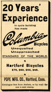 1897 Ad Pope Mfg. Co. Columbia Bicycles Hartford CT - ORIGINAL ADVERTISING SCA2