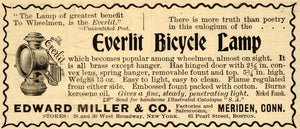 1898 Ad Edward Miller & Co Everlit Bicycle Lamp Meriden - ORIGINAL SCA2