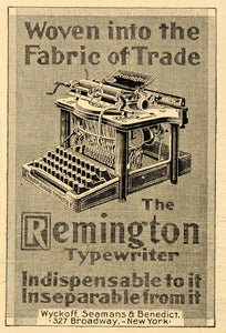 1899 Ad Wyckoff Seamans Benedict Antique Standard Remington Typewriter SCA2