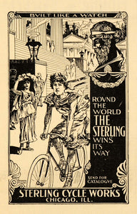 1897 Ad Sterling Cycle Works Bicycles Greek Bikes IL - ORIGINAL ADVERTISING SCA2
