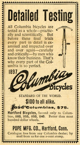1897 Ad Pope Mfg. Co. Columbia Hartford Bicycles CT - ORIGINAL ADVERTISING SCA2