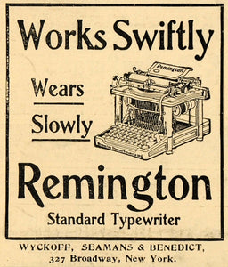 1899 Ad Wyckoff Seamans Benedict Antique Remington Standard Typewriter SCA2
