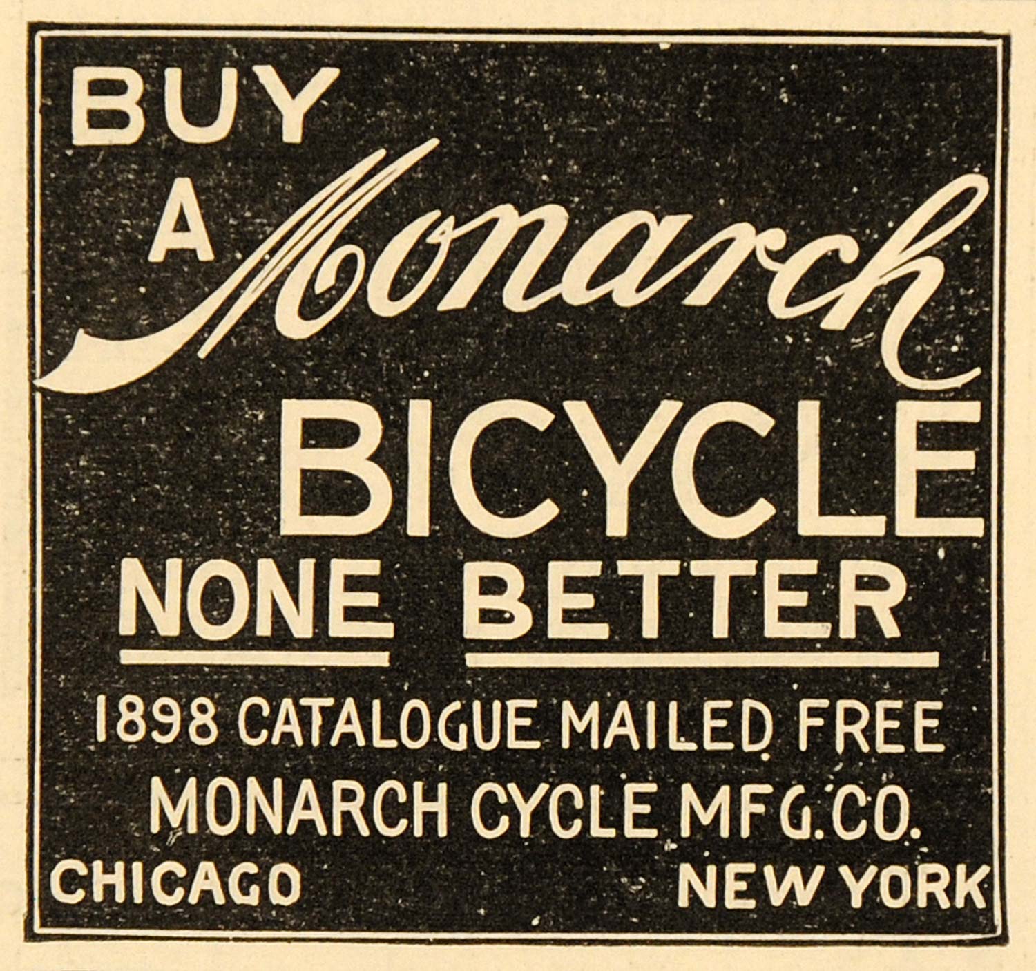 1898 Ad Monarch Cycle Mfg. Co. Bicycles Chicago IL - ORIGINAL ADVERTISING SCA2