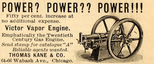 1897 Ad Thomas Kane & Company Victor Vapor Engine IL - ORIGINAL ADVERTISING SCA2