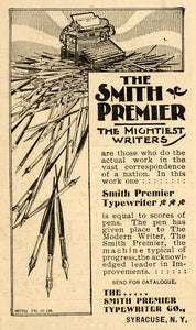 1899 Ad Smith Premier Typewriter Writing Machine Business Office Equipment SCA2