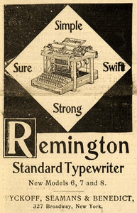 1899 Ad Wyckoff Seamans Benedict Antique Standard Typewriter Business SCA2