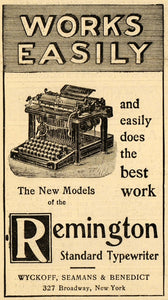 1899 Ad Wyckoff Seamans Benedict Standard Typewriter Antique Office SCA2