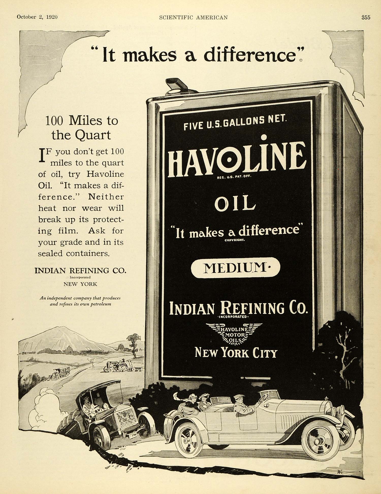 1920 Ad Havoline Indian Refining New York Automobile Oil Vehicle Texaco SCA3