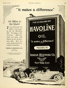 1920 Ad Havoline Indian Refining New York Automobile Oil Vehicle Texaco SCA3