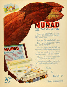 1920 Ad Murad Turkey Cigarette S. Anargyros Egypt Quality Tobacco Smoke SCA3