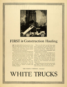 1920 Ad Transportation Antique White Truck Cleveland Load Excavation SCA3