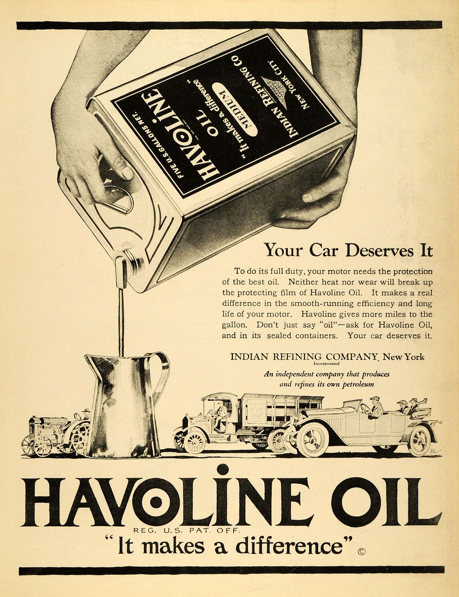 1920 Ad Petroleum Products Havoline Oil Motor Lubricants Tractor Indian SCA3