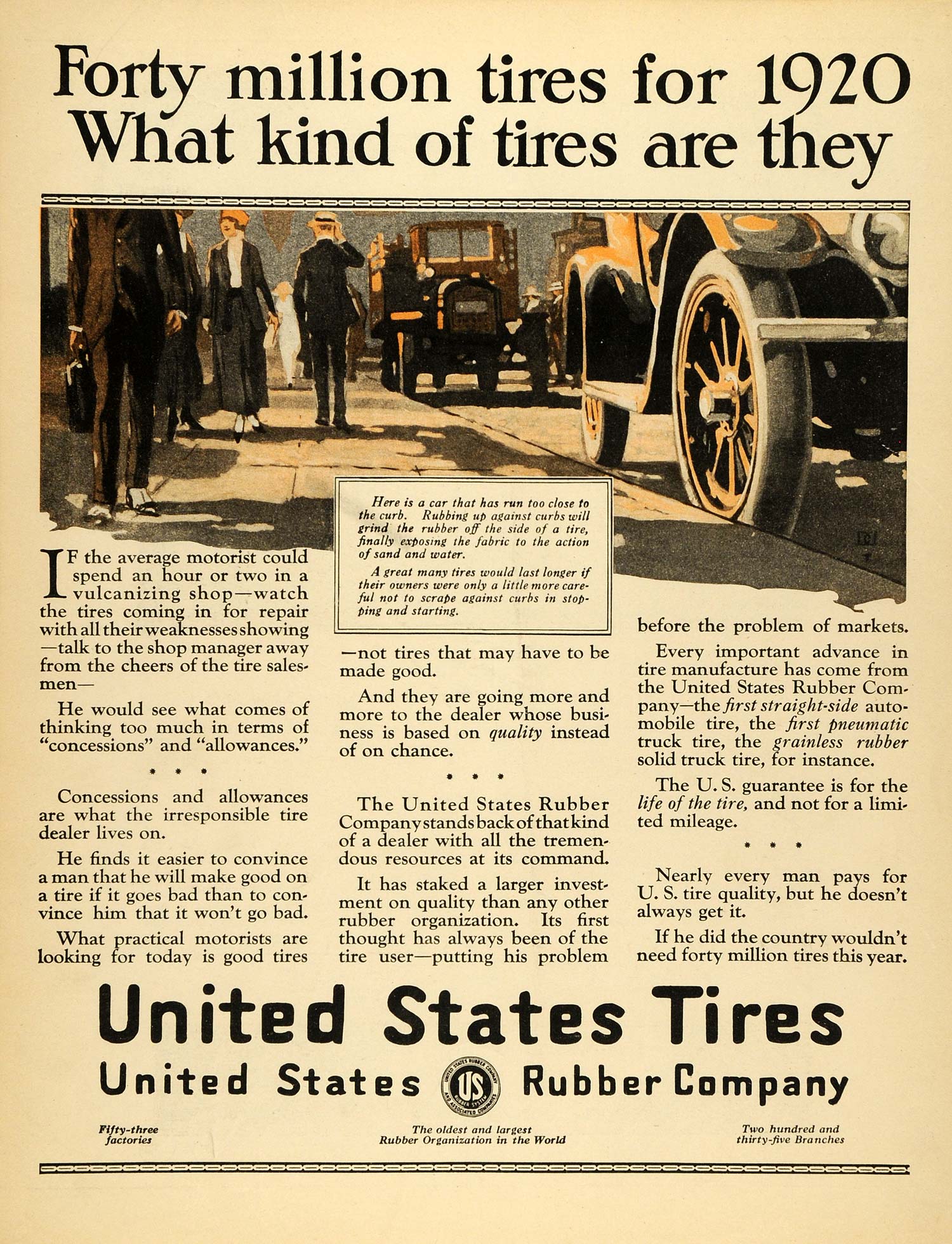 1920 Ad United States Tires Logo US Rubber Pedestrians Sidewalk Pneumatics SCA3