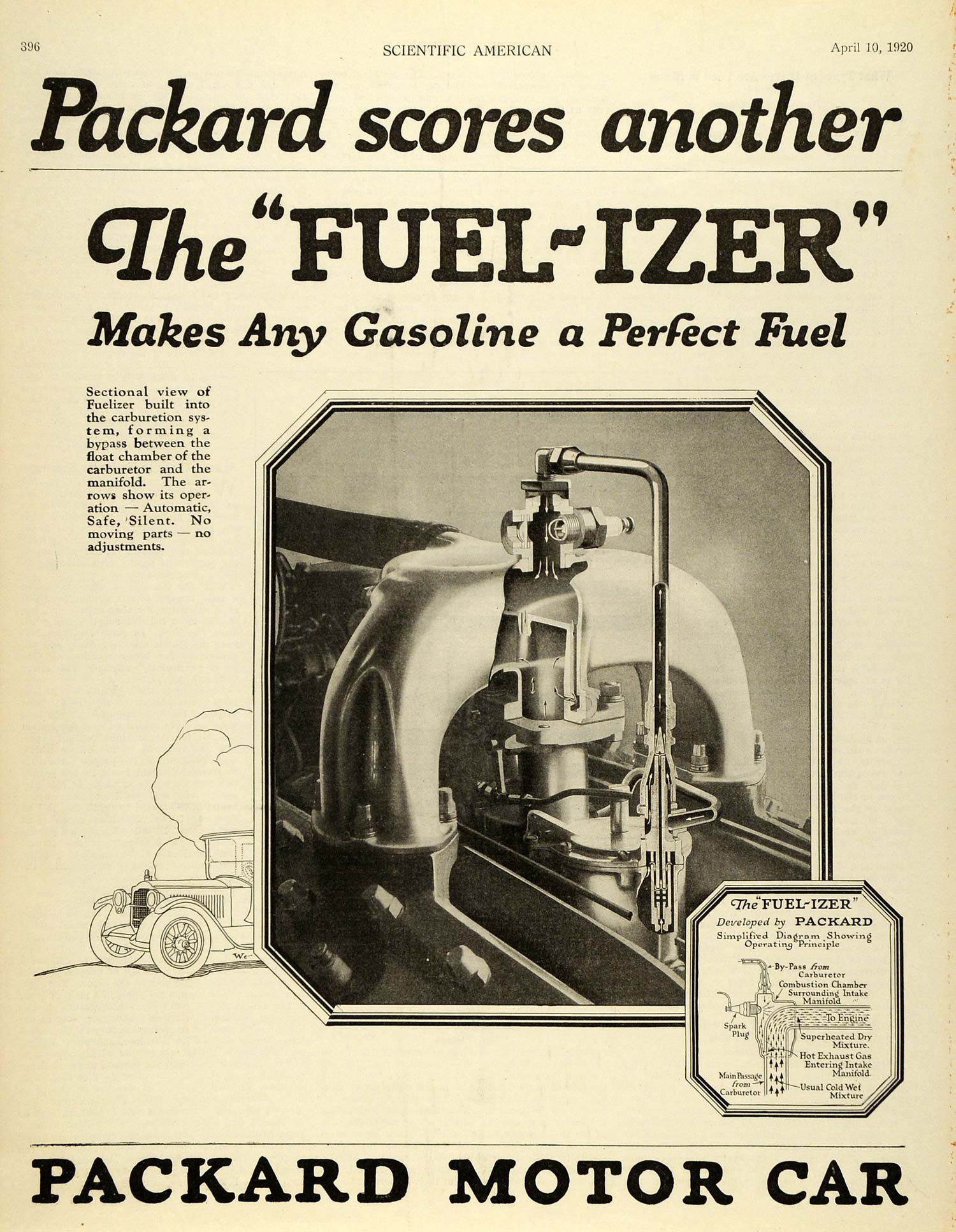 1920 Ad Fuel-Izer Carburetion Chamber System Carburetor Packard Motor Car SCA3